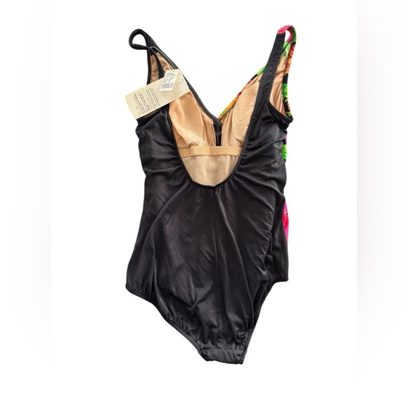 👙✨ Vintage Sirena One Piece Swimsuit Black Floral NWT Size 14 ✨🌺 - Picture 2 of 3